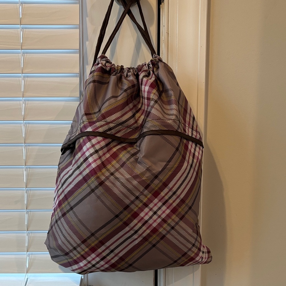 Plaid Drawstring Backpack - image 4